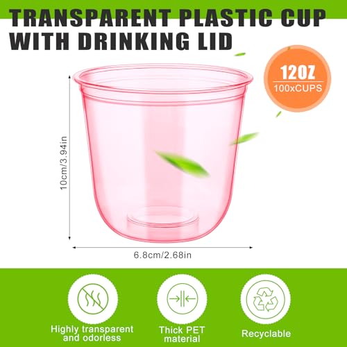 Mkhaslri 100 Pcs Disposable Stemless Glasses Crystal Plastic Wine Glasses Clear Classic PET Drinking Cup for Meeting Weddi...