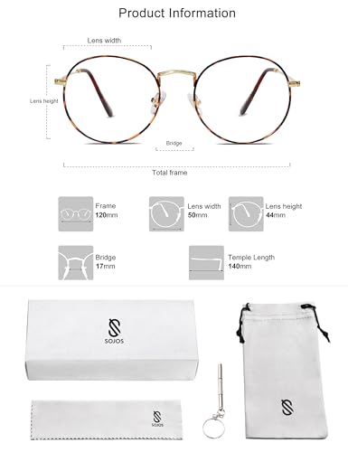 SOJOS Blue Light Blocking Computer Glasses Round Eyewear Anti Blue Light Lens Preppy Chic SJ5024B