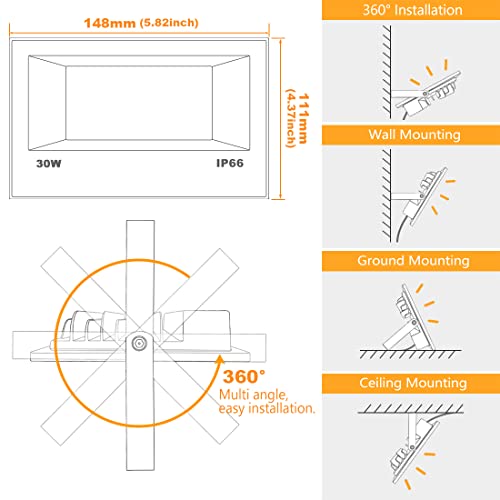 LED Flood Light Outdoor 30W, 300W Equivalent 3000LM Smart RGB Landscape Lighting with APP Control, DIY Scenes -Timing - Wa...