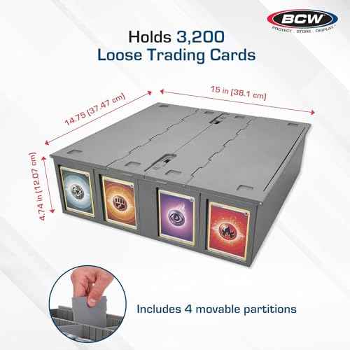 BCW Collectible Card Bin (2-Pack, Gray) | Holds 3200 Cards Each | Includes 4 Dividers | Storage for Pok?mon, MTG & Sports Cards