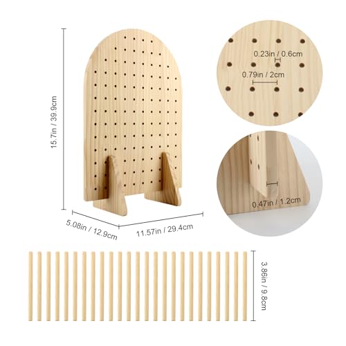 Wooden Pegboard Display Stand with 25 Pcs Dowel Rods, Pegboard Accessories Rack, Keychain Jewelry Display Stand for Vendor...