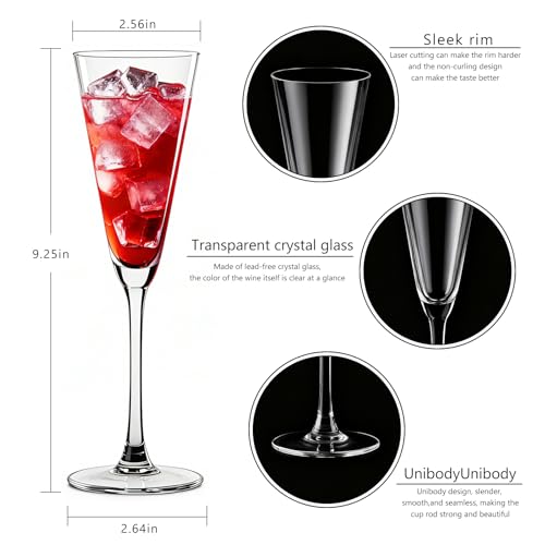 Cadamada 4oz Martini Glasses Set of 8, Crystal Cocktail Glasses, Long stem Sparkling Wine glasses for Party, Restaurant, B...