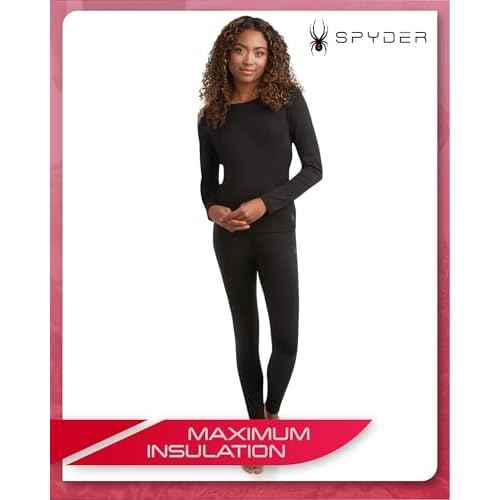 Spyder Womens Thermal Underwear Set - 2 Piece Moisture Wicking Insulated Long Johns Fleece Lined Top & Leggings for Women