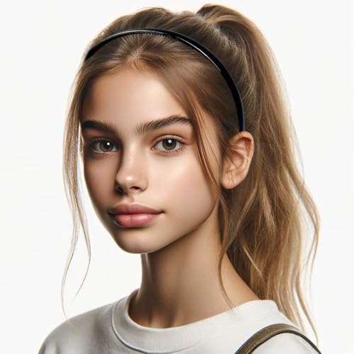 Kootinn 6-Pack Multi-Color Plastic Skinny Headbands with Teeth Comb for Women and Girls