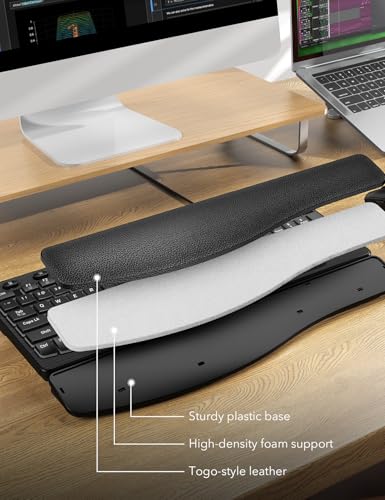 SABLUTE Ergonomic Keyboard, USB Wired with Cushioned Wrist & Palm Rest, 7-Color Backlit Adjustable Brightness for Windows,...