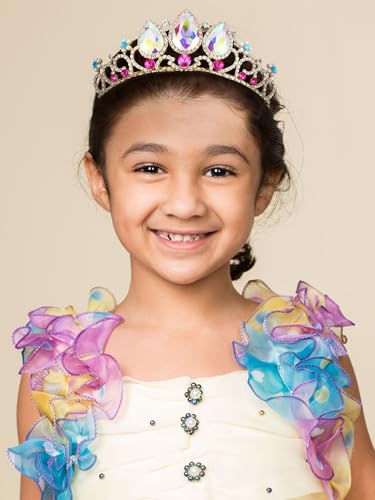 SWEETV Princess Tiaras for Little Girls, Kids Dress-up Crown Headband, Birthday Wedding Halloween Cosplay Hair Accessories