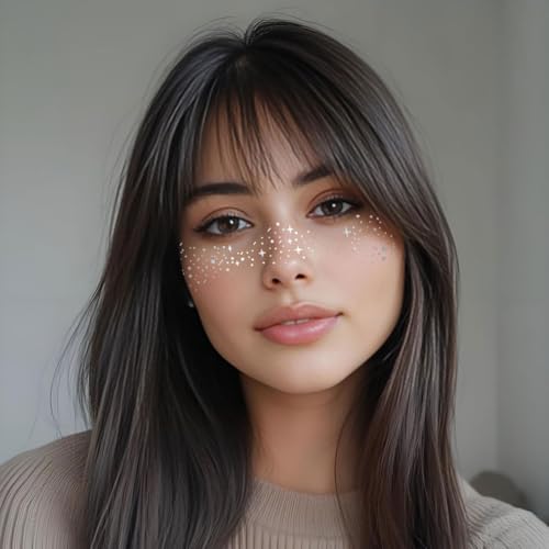 Silver Glitter Freckles Face Tattoo - Face Sparkle Freckles Sticker - Silver Faces Glitter Makeup Speckles for Glitters Ma...