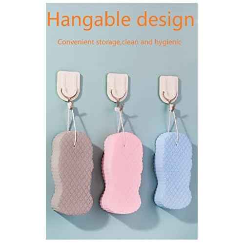 Magic Exfoliating Bath Sponge,3D Super Soft Exfoliating Bath Sponge, Skin Friendly and Reusable for Adults Children and Pregnant Women. (Blue+Pink)