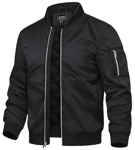 TACVASEN Men's Bomber Jackets Thermal Quilted Jacket Water Resistant Warm Winter Coats