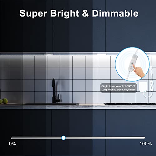 Maylit Under Cabinet Lights Plug in, 3 Pcs 12 Inch Ultra Thin Under Cabinet Lighting, Super Bright Daylight White Under Co...