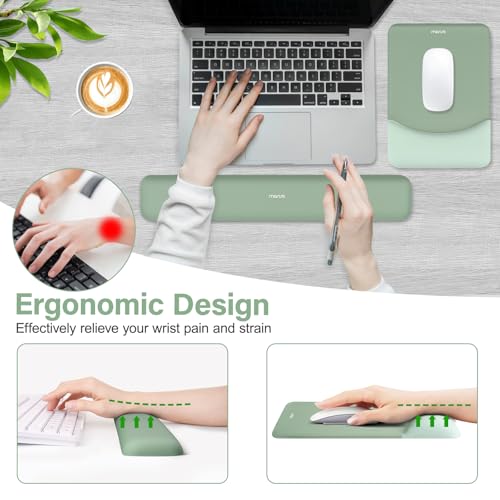 MOSISO Keyboard Mouse Pad Set, Large Gaming Mouse Pad&Rectangular Keyboard Wrist Rest&Mousepad with Wrist Rest&Coaster, Er...