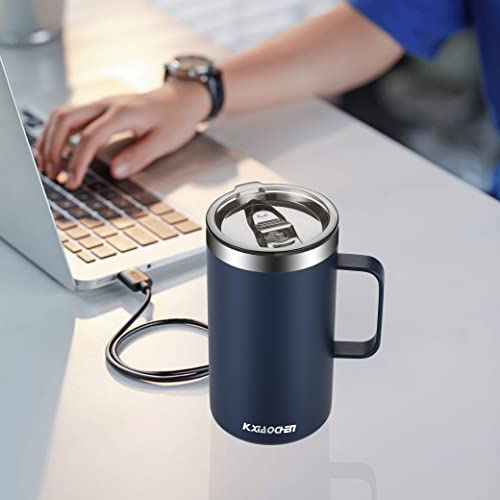 KXIAOCHEN 20oz Insulated Coffee Mug with Lid, Stainless Steel Coffee Cup, Double Wall Vacuum Coffee Tumbler with Handle, P...