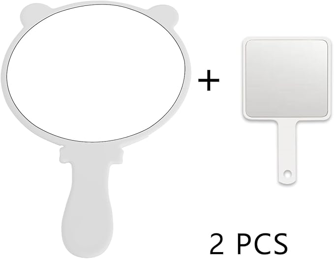 Compact Hand Mirror – High-Definition Glass, Men or Women Barber Handheld Mirror, Mini Mirror for Personal Purse, Pocket, Travel and Present(White, 5.91" L x 9.84" W (Cat Ears))