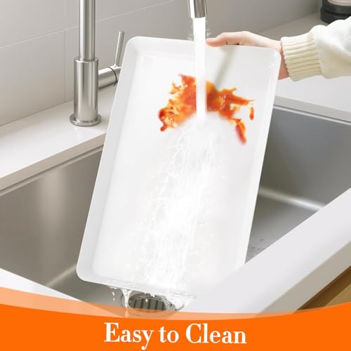 WOWBOX 4 pcs Serving Tray for Entertaining, Grilling BBQ Accessories, Serving Platters for Snacks, Fruit, Reusable Plastic...