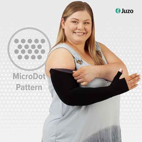 Juzo Soft 2000 15-20mmhg Standard Armsleeve with Silicone Top Band for Women, Black, 1 (I) Regular