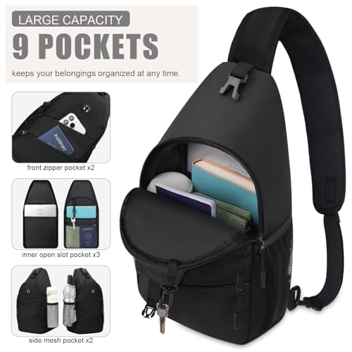Pritent Crossbody Bags for Women Men Trendy Sling Bag Backpack Casual Chest Bag with Convertible Shoulder Strap