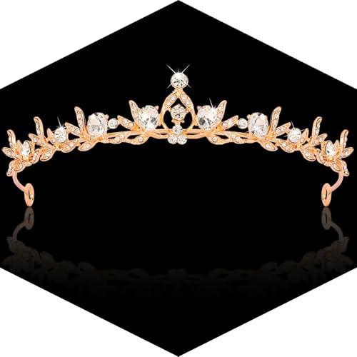 CUBACO Rhinestone Gold Tiara Crown for Woman Tiara Headband for Bride Flower Girl Crystal Princess Tiaras Crowns for Birth...