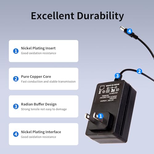 6V Power Supply AC Adapter DC 6Volt Power Adapter Charger DC in 6V Power Cord with 8 Interchangeable Plug for 100mA 300mA ...
