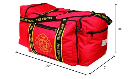 OccuNomix OK-3000 Large Gear Bag, “Firefighter” Woven In Reflective Trim Along Bag Straps, Maltese Cross Logo, 3 Compartme...
