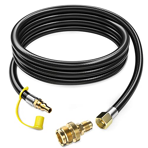 12 FT Propane Quick Connect Hose for RV to Gas Grill, Propane Quick Connect Fittings for 1 LB Throwaway Bottle Connects 1 ...