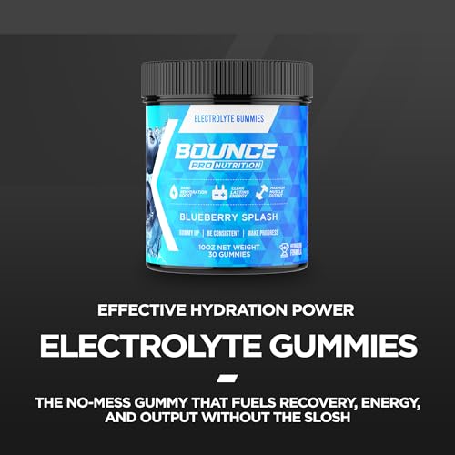Bounce Pro Hydration Electrolyte Gummies – 51 Vegan Chewable Gummies with Sodium, Potassium & Magnesium for Running, Worko...