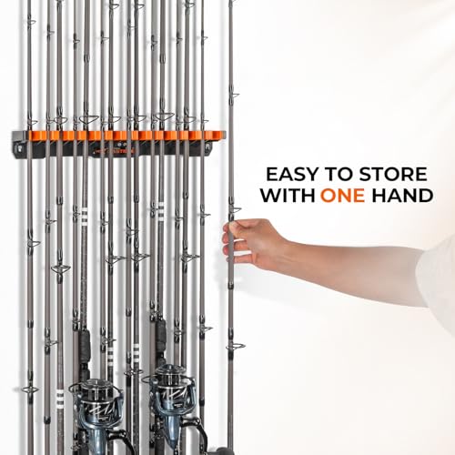 KastKing V15HD Heavy Duty Vertical Fishing Rod Holder – Wall Mounted Fishing Rod Rack, Store 15 Large Rods or Fishing Rod ...
