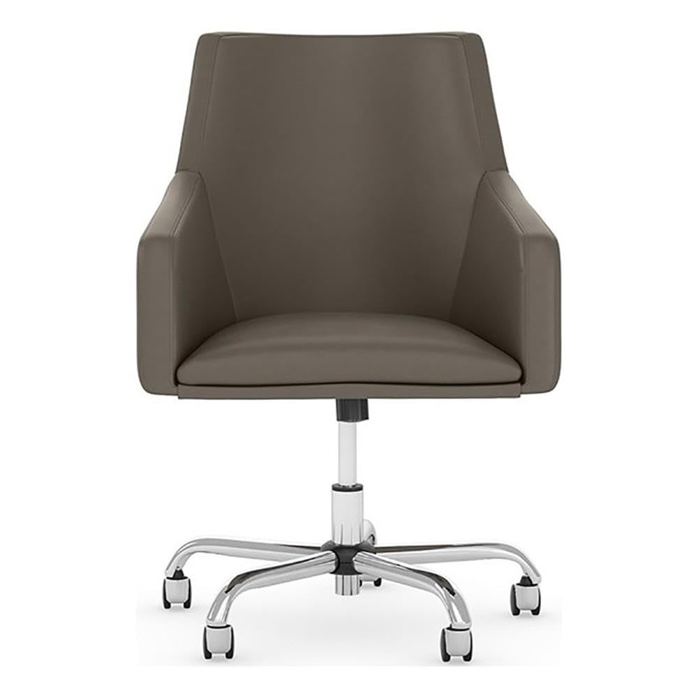 Bush Home Somerset Mid Back Leather Box Chair in Washed Gray