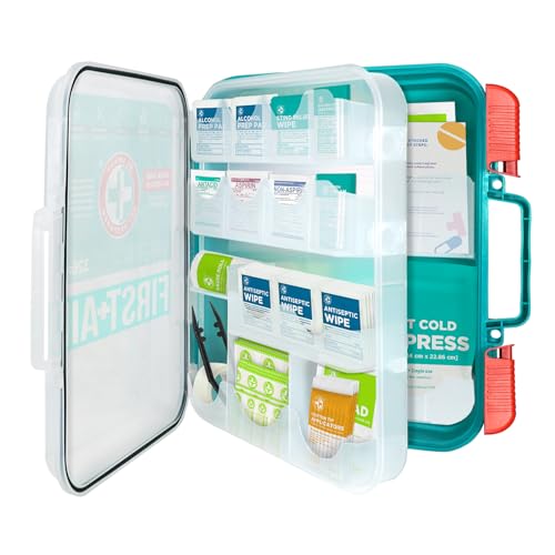Be Smart Get Prepared First Aid Kit, Teal, 326 Piece, Exceeds OSHA and ANSI Guidelines 100 People - Office, Home, Car, Sch...