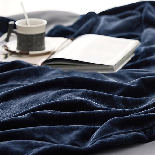 Bedsure GentleSoft Navy Fleece Blankets Queen Size - Bed Blanket Blue Soft Lightweight Plush Fuzzy Cozy Luxury Microfiber,...