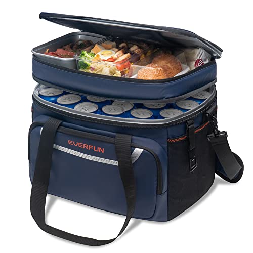 EVERFUN Small Cooler Lunch Box Mini Leak-Proof Soft Double Deck 24 Can Personal Insulated Collapsible Portable Waterproof ...