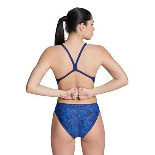 ARENA Women's Swimsuit Hydrangea Bouquet Team Print MaxLife Challenge Back One Piece Bathing Suit Training Swimwear