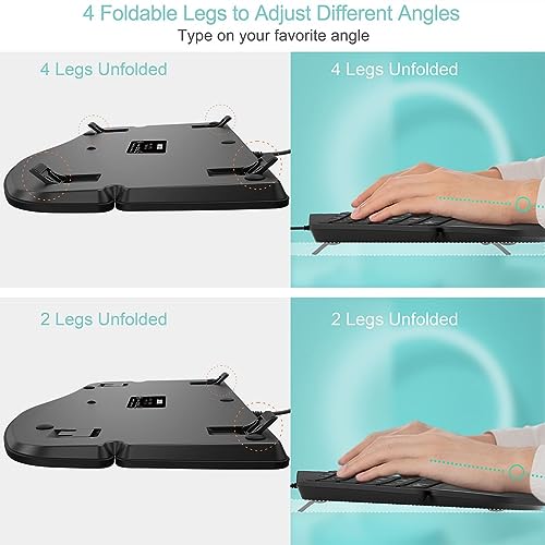 Arteck Ergonomic USB Wired Keyboard with Cushioned Wrist & Palm Rest, Backlit 7 Colors & Adjustable Brightness Comfortable...