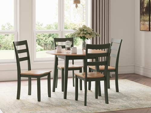 Signature Design by Ashley Gesthaven Modern Indoor Armless Dining Chair, Set of 2, Green & Light Brown