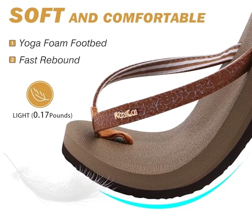 KUAILU Womens Arch Support Flip Flops Comfortable Yoga Mat Slip on Summer Beach Walking Thong Cushion Sandals