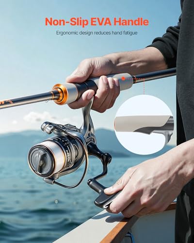 VEVOR Rod and Fishing Reel Combo, IM6/7 Carbon Fiber Spinning Rod and Reel Combo, Bass Fishing Pole with 6.5 ft Two-Piece ...