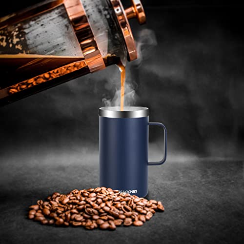 KXIAOCHEN 20oz Insulated Coffee Mug with Lid, Stainless Steel Coffee Cup, Double Wall Vacuum Coffee Tumbler with Handle, P...