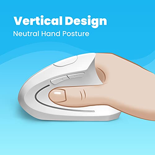 Perixx PERIMICE-713W Wireless Ergonomic Vertical Mouse - 2.4G Spec with USB Receiver - On/Off Switch - 6 Buttons Right Han...