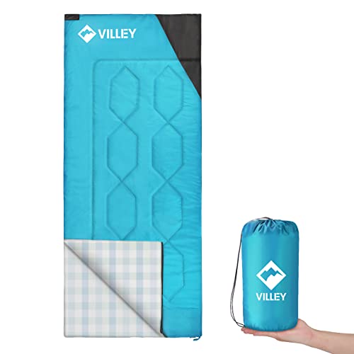 VILLEY Camping Sleeping Bag, Lightweight Backpacking Sleeping Bag with Carrying Bag for Adults & Kids, Outdoor Camping Hik...