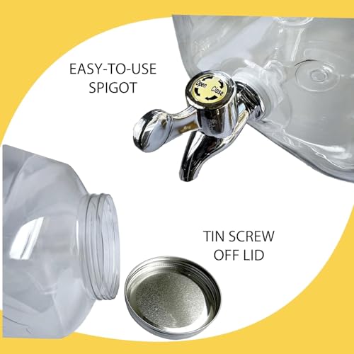 Lily's Home - 2 Gallon Beverage Dispenser with Lid and Spigot (Set of 2), BPA Free, Plastic Drink Dispenser for Water, Ice...