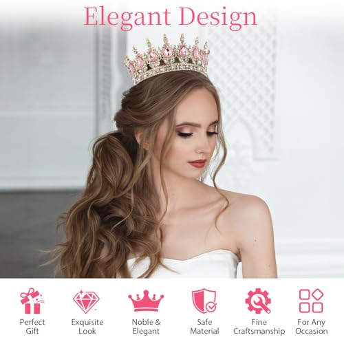 AOOSA Crown for Women, Full Round Queen Crowns, Sparkly Rhinestone Tiara, Princess Tiaras Hair Accessories for Party, Birt...