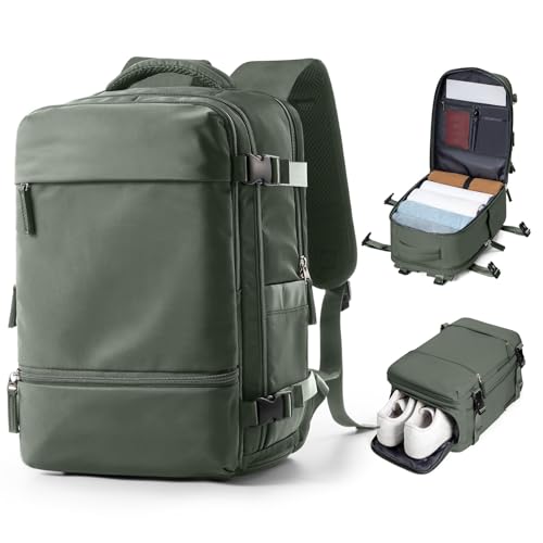 suwasp Travel Backpack Simple Durable Carry On Backpack with Shoe Compartment, Personal Item Travel Bag Flight Approved, W...