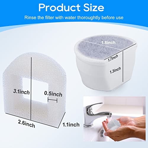 MyfatBOSS Cat Water Fountain Filter, Pre-Sponge Pet Fountain Filter & Replacement Carbon Filters Fit for Petsafe for Drink...