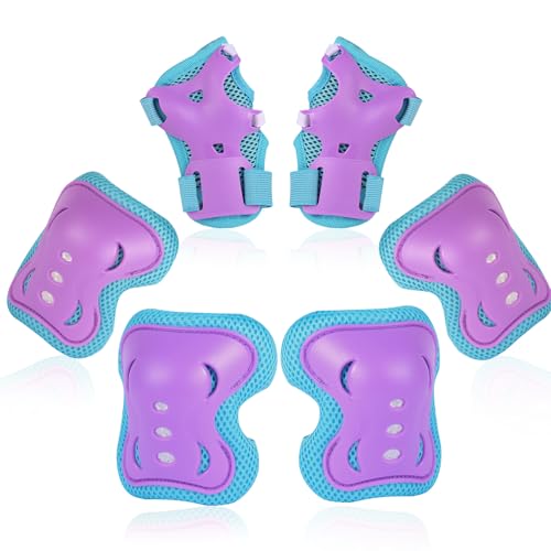 Youth/Kids Knee Pads Elbow Pads Wrist Guards Set for 3-15 Years Kids Protective Gear Set for Roller Skates Cycling Skatebo...