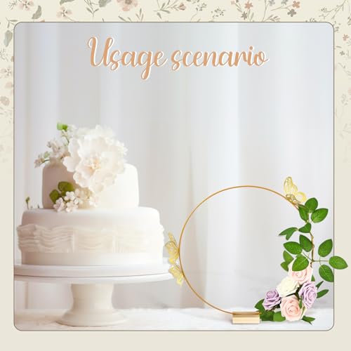 Vercraft 12 Set butterfly Metal Floral Hoop Table Centerpieces Include Metal Ring with Base 3D Butterfly Decoration, PE Fo...
