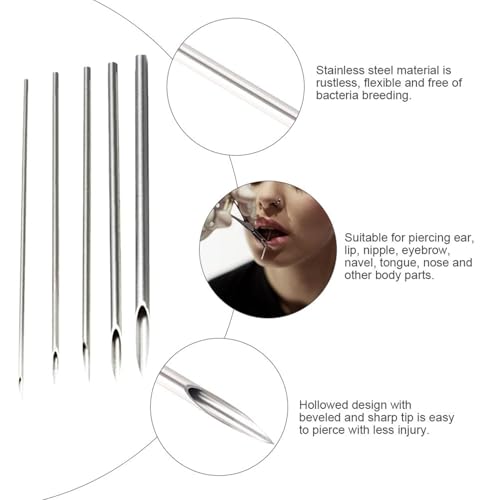 Lyuxzad Piercing Kit 35PCS Professional Piercing Kit Includeds 25PCS Mixed 12G 14G 16G 18G 20G Ear Nose Piercing Needles 2...