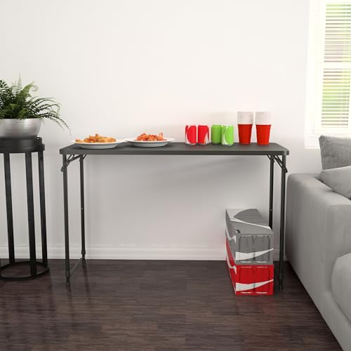 COSCO 14440BLK1E Plastic Top Adjustable Height Folding Table 20" x 48" Black