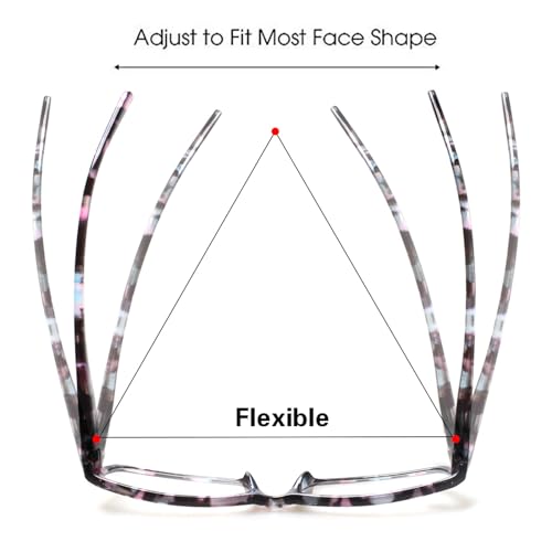 Kerecsen Reading Glasses 5 Pairs Fashion Ladies Readers Spring Hinge with Pattern Print Eyeglasses for Women (Mix Color -...