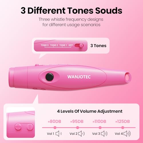 WANJOTEC Electronic Whistle for Teacher Coaches, 3 Tones Adjustable 130db Loudest High Volume Handheld Emergency Electric ...