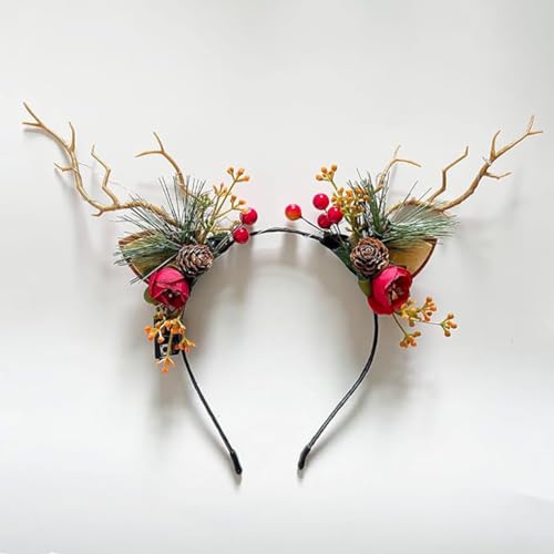 Clataly LED Headband Glowing Reindeer Antlers Hair Accessories Luminous Tiara Christmas Hoop Feather Headwear for Women