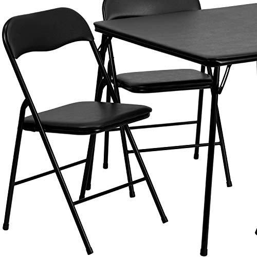 EMMA + OLIVER 5-Piece Multipurpose Folding Card Table and Chairs Set for 4 Players, Padded Top Portable Square Folding Tab...